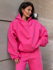 Viralowa Bawełniana BLUZA z drapanego dresu z kapturem na stójce z kieszeniami kangurka różowa E1 k01