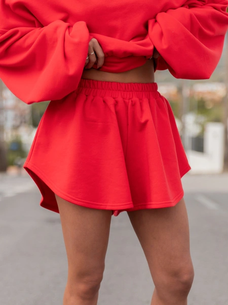 Bawełniane dresowe asymetryczne krótkie SPODENKI szorty koralowe X53 k01