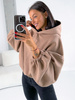 Szeroka luźna BLUZA z kapturem oversize beżowa E348 k01