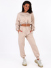 Dresowy komplet krótka oversizowa bluza + spodnie beżowy C120 k01