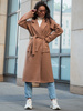 Oversizowy długi PŁASZCZ z paskiem KARDIGAN camel D523 k01