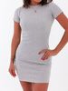 BAWEŁNIANA DOPASOWANA MINI SUKIENKA Z PRĄŻKA szara B118 kk01