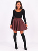 Rozkloszowana spódnica ze skóry ekologicznej bordowa b260 k01