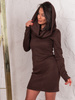 Swetrowa mini SUKIENKA z szalem kapturem brązowa E614 k01