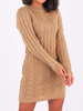 Sweter dopasowana sukienka warkocze oversize camel k08