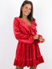 Welurowa sukienka przekładana z falbanami czerwona a268 k01