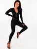 Dopasowany kombinezon z elastycznej dzianiny z łańcuszkiem czarny d109 k01