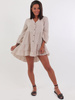 Bawełniana muślinowa sukienka asymetryczna z guzikami beżowa b68 kk01