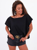Luźna bawełniana bluzka oversize czarna b131 k01