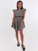 MUŚLINOWY BOHO KOMPLET BLUZKA + ASYMETRYCZNA SPÓDNICA khaki B75 k01