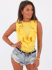 Bawełniana bluzka z falbankami na ramkach z prążka żółta b47 kk01