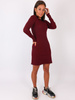 Bawełniana trapezowa sukienka z prążka bordowa b19 kk01