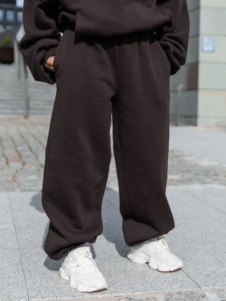 Viralowy ZESTAW: bawełniana BLUZA oversize z kapturem E644 + SPODNIE baggy E643