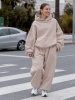 Zestaw dresowy oversize – bluza z kapturem + spodnie barrel | kolor beżowy