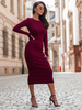 Bawełniana dopasowana SUKIENKA o długości midi bordowa E357