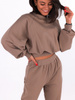 Dresowy komplet krótka oversizowa bluza + spodnie cappuccino C109 k01
