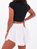 Asymetryczne dresowe bawełniane szorty białe b136 k01