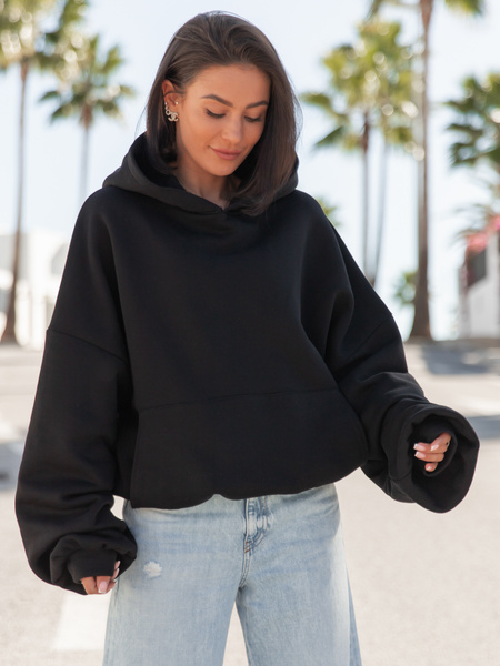 Viralowy ZESTAW: bawełniana BLUZA oversize z kapturem E644 + SPODNIE baggy E643