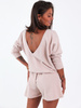 Dresowy kombinezon dekolt v krótkie spodenki beżowy b95 kk01
