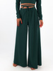 Eleganckie szerokie luźne spodnie z wysokim stanem zielone c344 k01