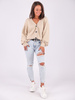 SWETER WARKOCZE NA GUZIKI OVERSIZE beżowy B190 k01