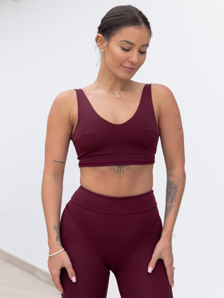 FITNESS / SIŁOWNIA / JOGA krótka BLUZKA – stanik sportowy na ramiączkach bordowa F105