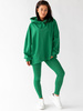 KOMPLET bawełniany oversizowa dłuższa bluza dresowa z kapturem i legginsy z prążka zielony D174 k01