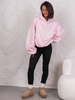 Dresowa bawełniana BLUZA z kapturem oversize szeroka baby pink E644