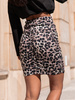 Obcisła drapowana mini SPÓDNICA z efektem push up z gładkiej dzianiny panterka X309 k01
