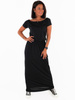 Sukienka maxi z krótkim rękawem czarna c316 k01
