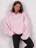 Dresowa bawełniana BLUZA z kapturem oversize szeroka baby pink E644