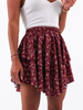 Rozkloszowana zwiewna mini spódnica bordowa w kwiatki b73 k01