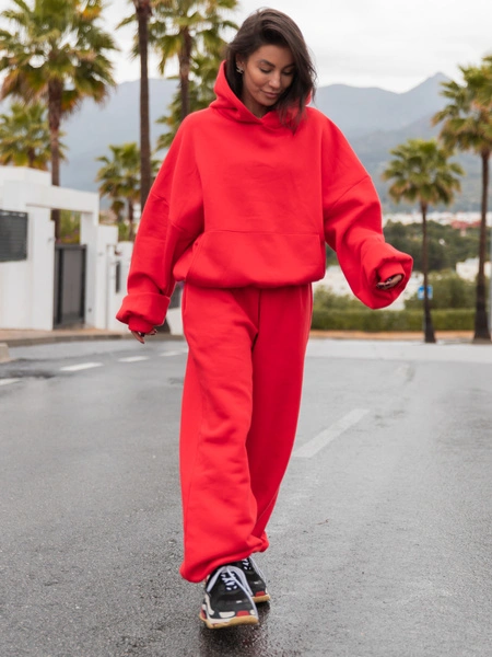 Dresowe bawełniane SPODNIE baggy koralowe E643 k01