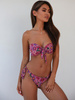DÓŁ STROJU KĄPIELOWEGO brazyliany wiązane różowy w kwiaty S104 k01
