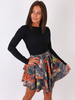 Rozkloszowana zwiewna mini spódnica pomarańczowa panterka a221