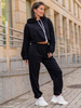 Dresowy bawełniany KOMPLET bluza kangurka z kapturem i spodnie klasyczny krój czarny X305 k01