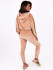 Welurowy dres komplet bluza z kapturem+spodnie beżowy C122 k01