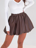Skórzana SPÓDNICA typu bombka brązowa E529 k01