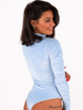 Welurowa bluzka body marszczone rękawy baby blue b262 k01