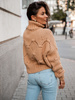 Oversizowy SWETER z golfem gruby mięsisty splot camel S164 k01