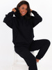 Komplet dresowy bluza z kapturem i luźne spodnie czarny c337 k01