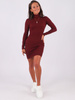 DOPASOWANA SUKIENKA Z GOLFEM Z PRĄŻKA bordowa B198 k01