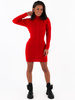 Sweter sukienka mini z wycięciem na plecach czerwona 33042