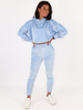 Welurowy dres komplet bluza z kapturem+spodnie baby blue C122 k01