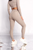 Elastyczne legginsy z dzianiny z wysokim stanem cappuccino d004 k01