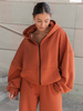 Oversizowa BLUZA z kapturem zapinana na zamek bluzowana kangurka z bawełnianej dresówki pumpkin orange X1 k01