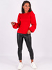 Bawełniana bluzka bufiaste rękawy z prążka czerwona B264 k01