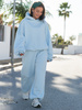 Dresowe bawełniane SPODNIE baggy baby blue E643 k01