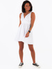 Bawełniana sukienka z kopertowym dekoltem biała c307 k01