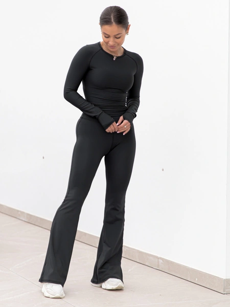 Zestaw sportowy: Dopasowana bluzka z długim rękawem F101+ legginsy z rozszerzanymi nogawkami F103